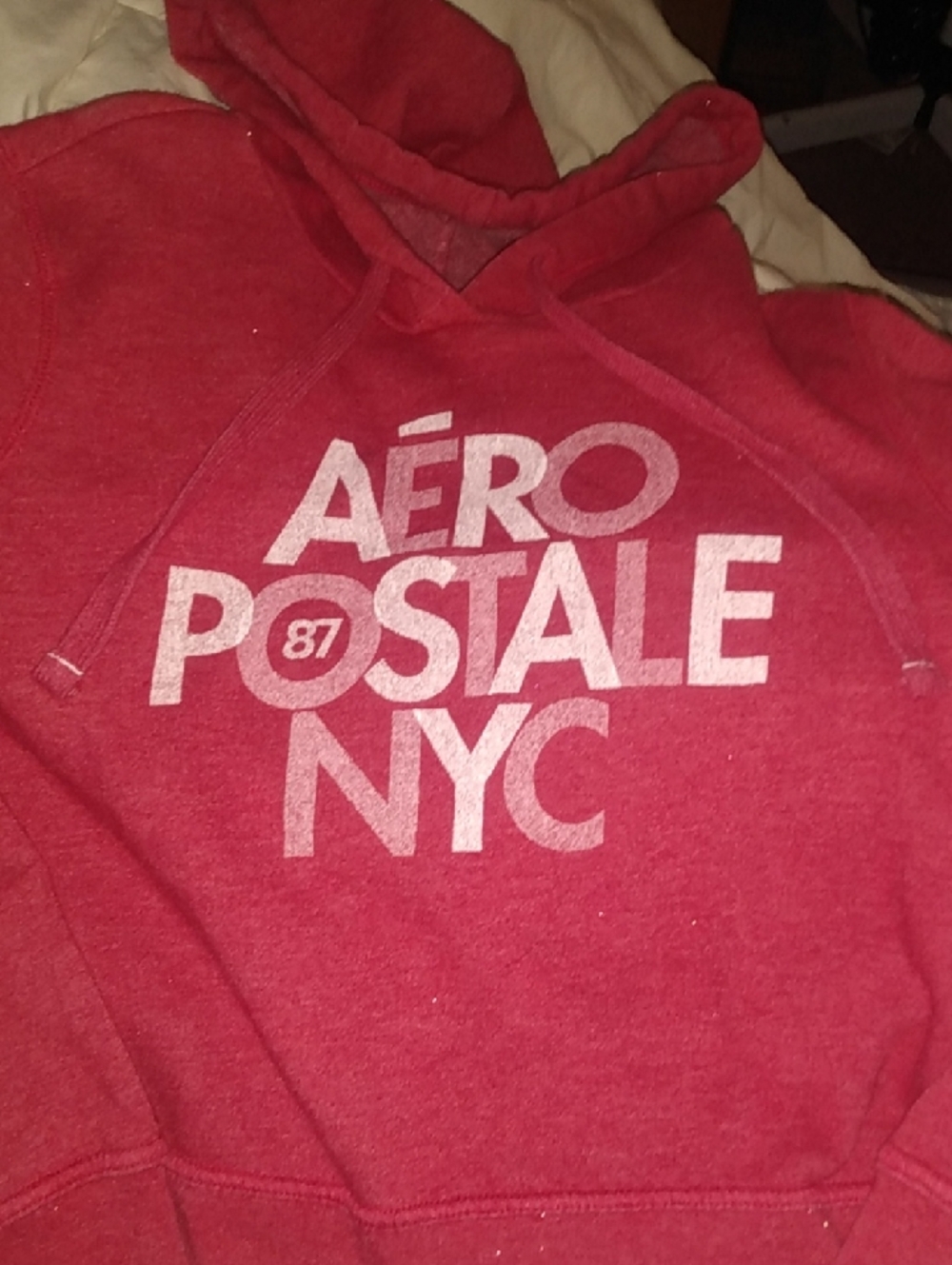 Aeropostale Red Pullover Hoodie with White NYC Logo